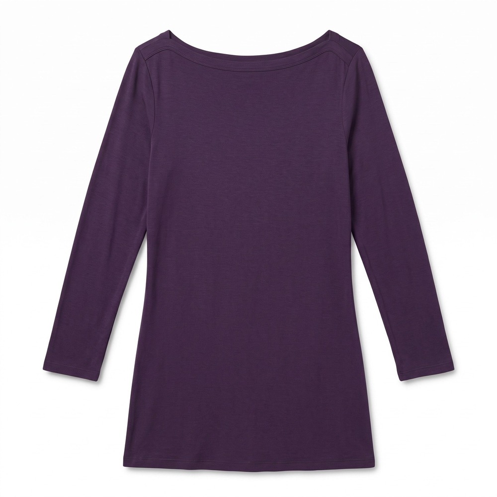 Gap Womens S Eggplant Purple Boat Neck Top Long Sleeve Casual Minimalist Cozy